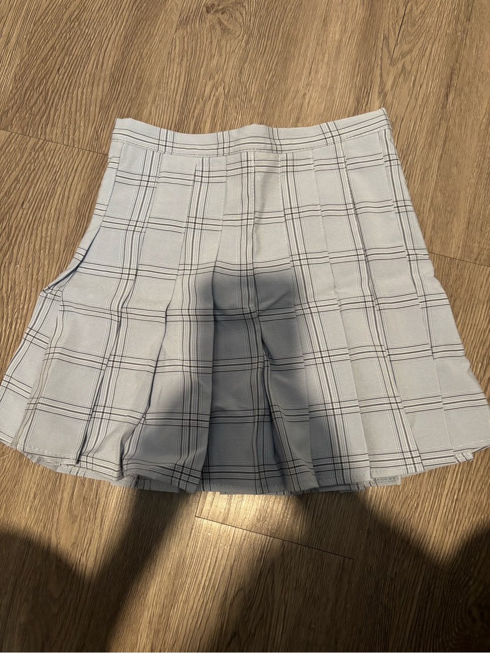 Princess Polly Light Blue No Boundaries Plaid Pleated Skater Skirt